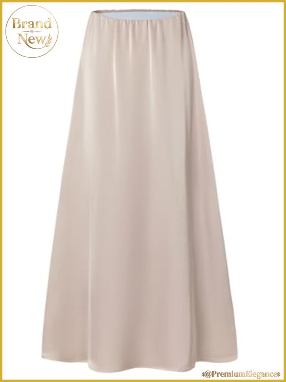Silky Satin Bias Cut A-Line Maxi Skirt with Elastic Waist
